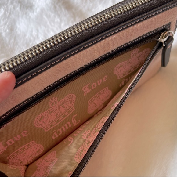 Juicy Couture Y2K vintage velour embroidered zip wallet in pink & brown π©·π€ - Picture 10 of 12
